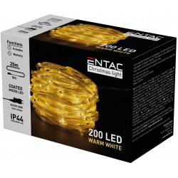 Entac Χριστουγεννιάτικα IP44 200 Επικαλυμμένες PVC Ψείρες LED Θερμό 20m