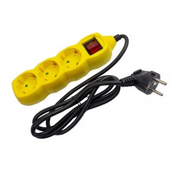 Entac Πολύπριζο 3 Θέσεων Με Διακόπτη 3x1.0mm 1.5m Κίτρινο
