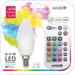 Avide LED Smart Κερί 5.5W RGB+W 2700K με IR Τηλεχειριστήριο