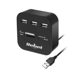 Hub USB 2.0 3 θυρών με αναγνώστη καρτών μνήμης Rebel